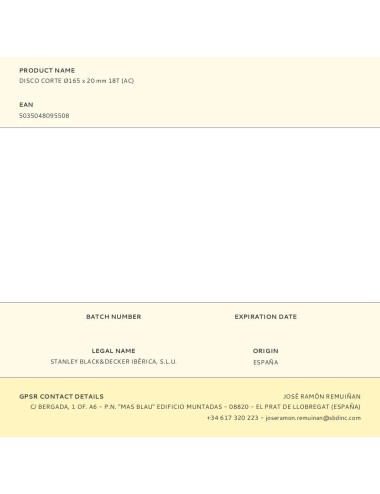 Disco corte ø165 x 20 mm 18t (ac)