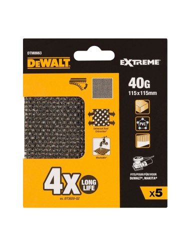 Lijas de malla para lijadoras orbitales 115 x 115 mm, grano 40 , pack 5 uds