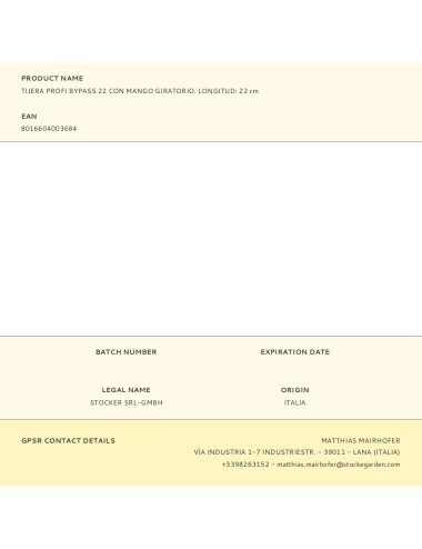 Tijera profi bypass 22 con mango giratorio. longitud: 22 cm