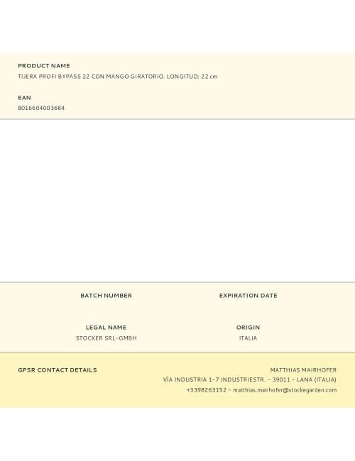 Tijera profi bypass 22 con mango giratorio. longitud: 22 cm