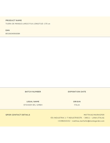 Tijera de mango largo fija longitud: 170 cm