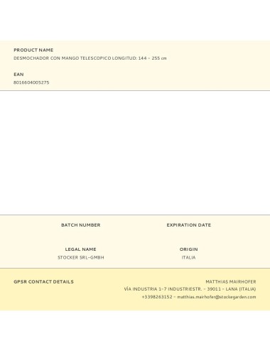 Desmochador con mango telescopico longitud: 144 - 255 cm