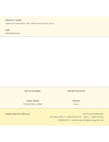 Serrucho maestral 250. longitud de hoja: 25 cm