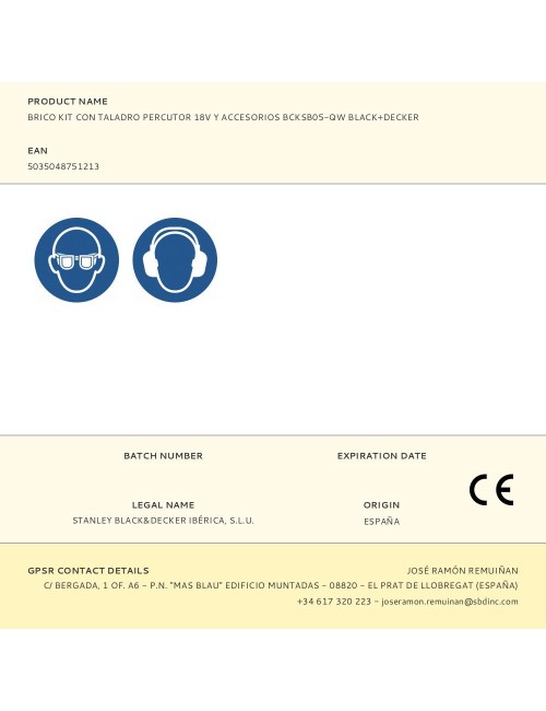 Brico kit con taladro percutor 18v y accesorios bcksb05-qw black+decker