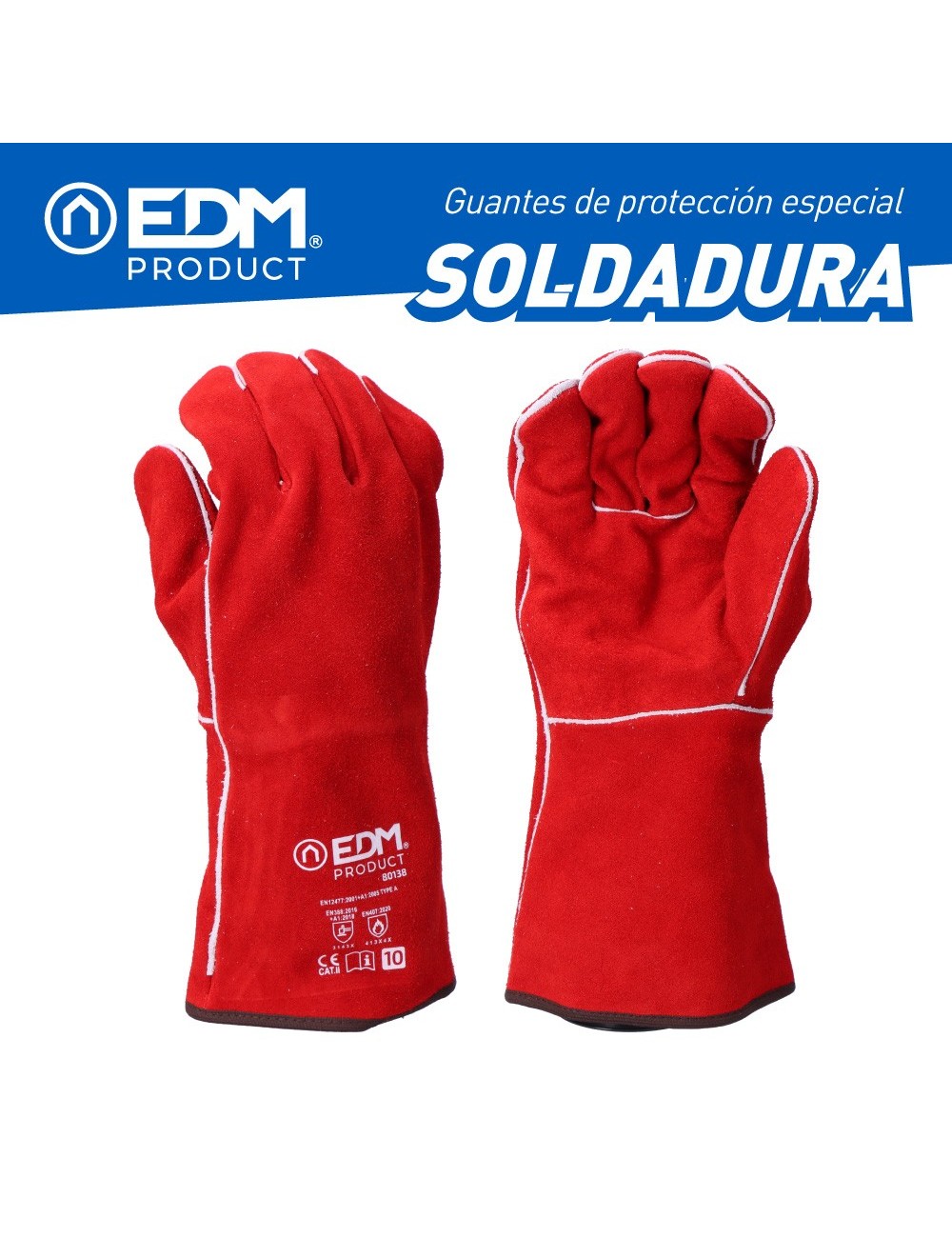 Guante para soldadores piel serraje cosido hilo para-aramida talla 10 Guante para soldadores piel serraje cosido hilo para-aramida talla 10