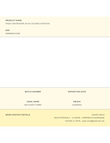 Pinza de resorte colores surtidos, 30 mm