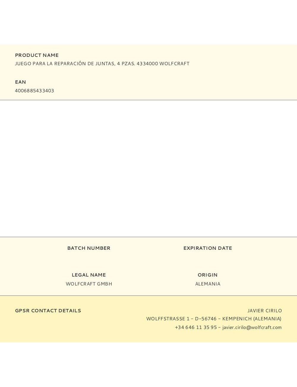 Reparaciónes de juntas, juego 4piezas