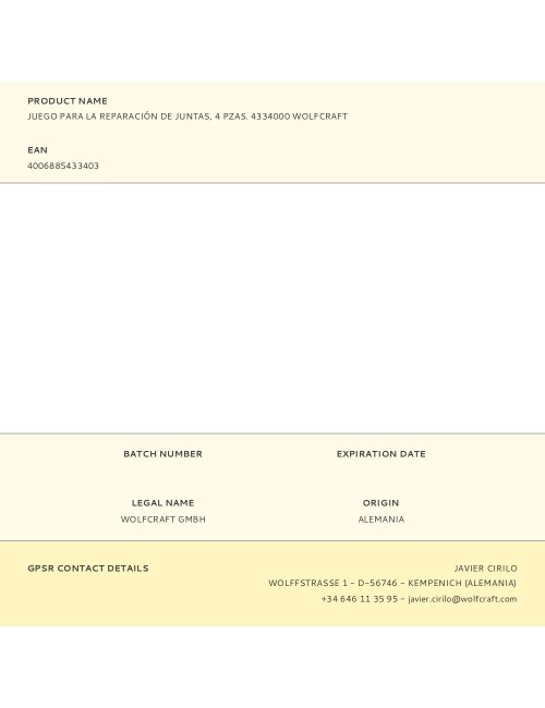 Reparaciónes de juntas, juego 4piezas