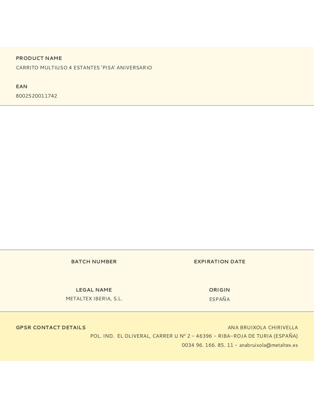 Carrito multiuso 4 estantes 'pisa' aniversario