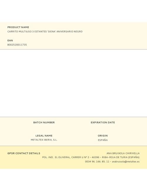 Carrito multiuso 3 estantes 'siena' aniversario negro