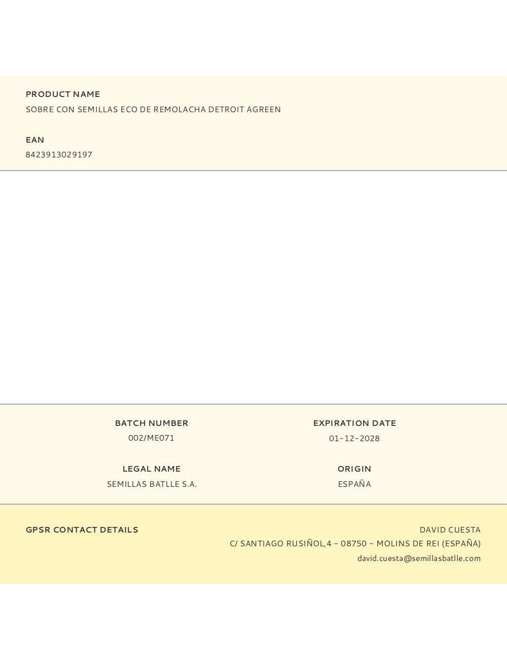 Sobre con semillas eco de remolacha detroit agreen