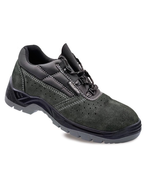 Zapatos de seguridad piel serraje perforada gris oscuro s1p src talla 35 blackleather