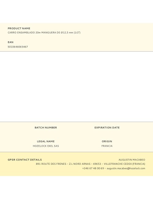 Carro ensamblado 20m manguera de ø12,5 mm (1/2")