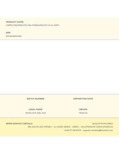 Carro ensamblado 30m manguera de 15 mm (5/8")