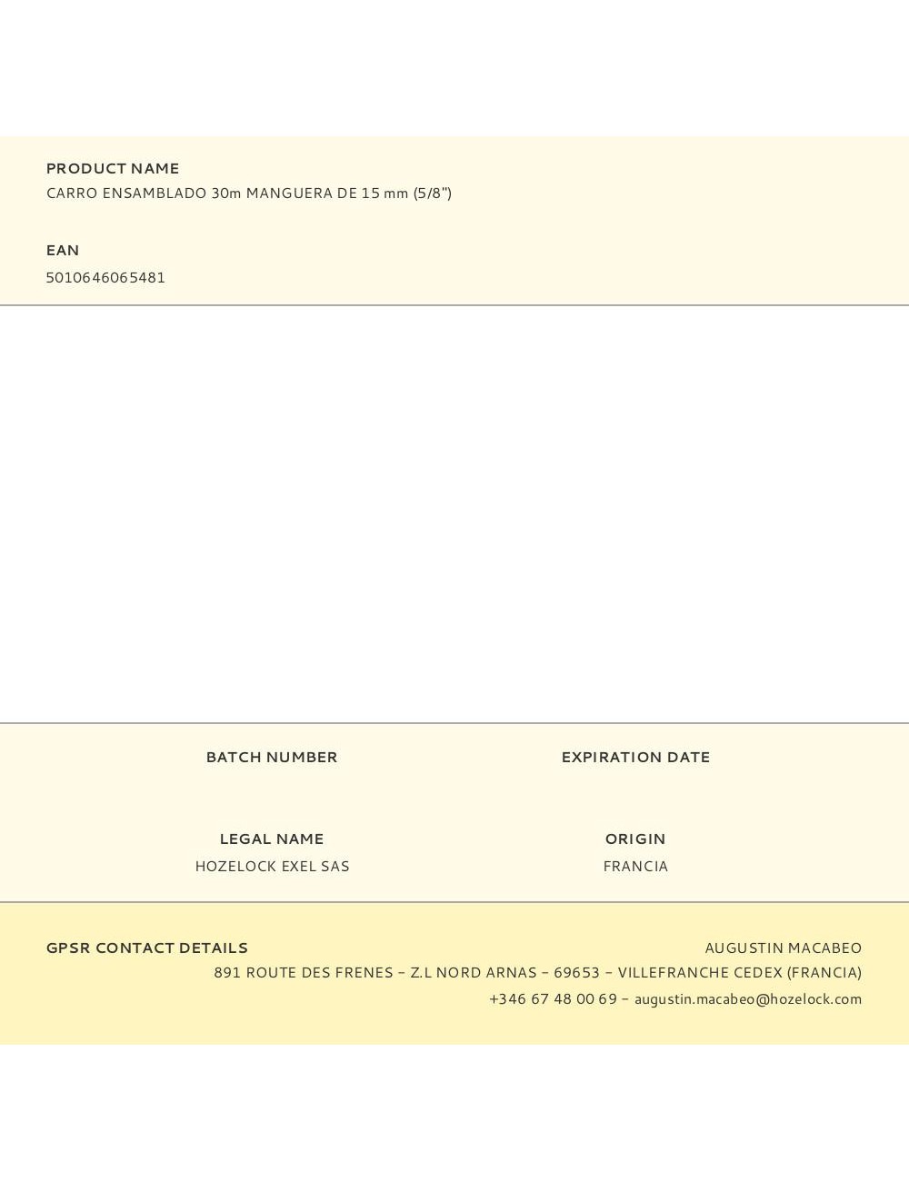 Carro ensamblado 30m manguera de 15 mm (5/8")