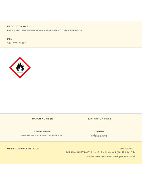 Pack 3 uni. encendedor transparente colores surtidos