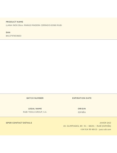 Llana inox 30cm. mango madera cerrado 65960 rubi