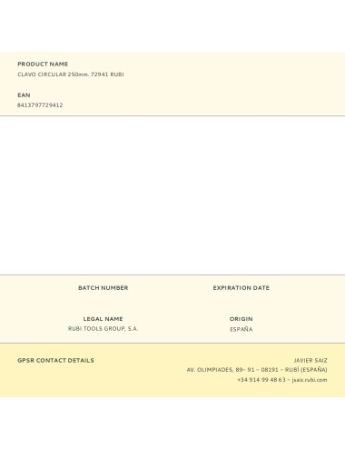 Clavo circular 250mm. 72941 rubi