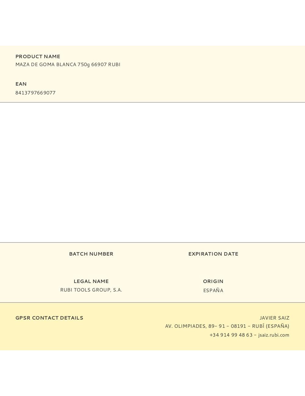 Maza de goma blanca 750 g