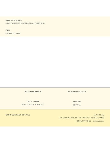 Maceta con mango de madera 700 g