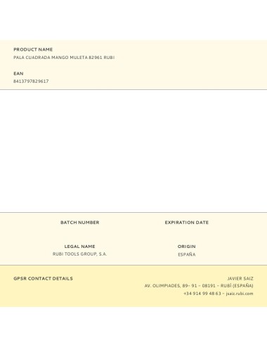 Pala cuadrada con mango de muleta