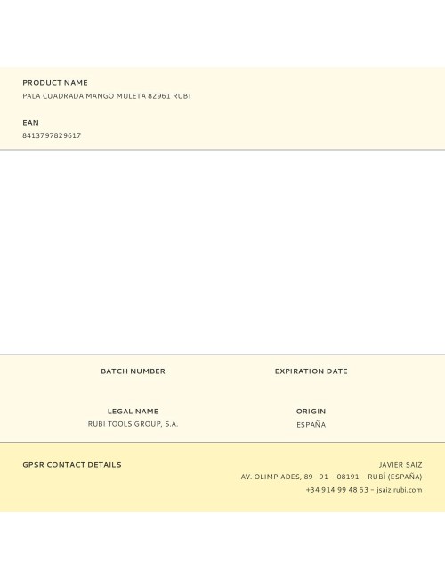 Pala cuadrada con mango de muleta