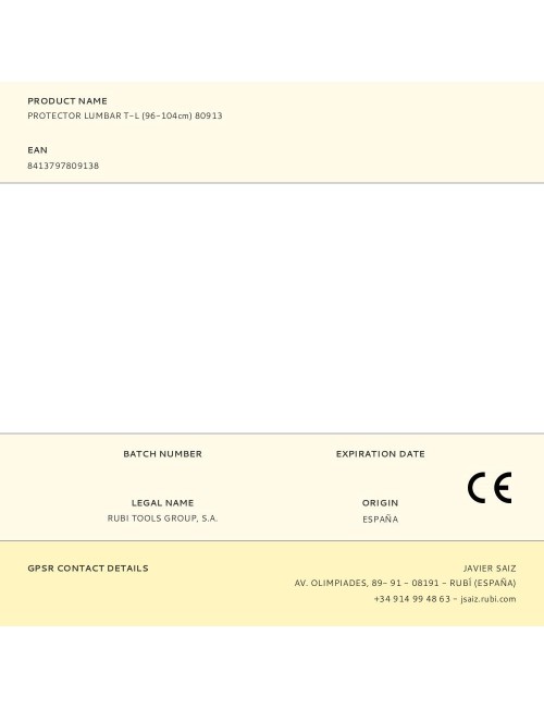 Protector lumbar t-l (96-104cm) 80913