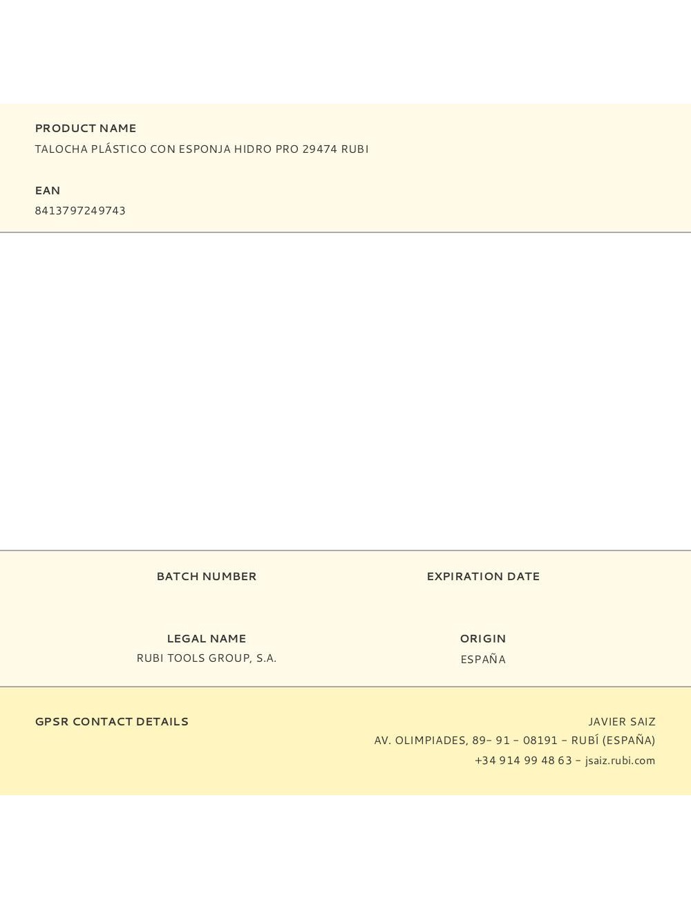 Talocha plástico con esponja hidro pro 29474 rubi