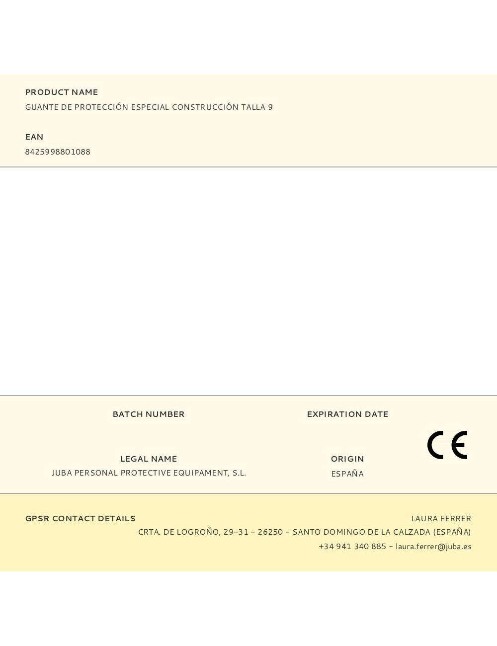 Guante poliéster con palma latex para construcción, t-09