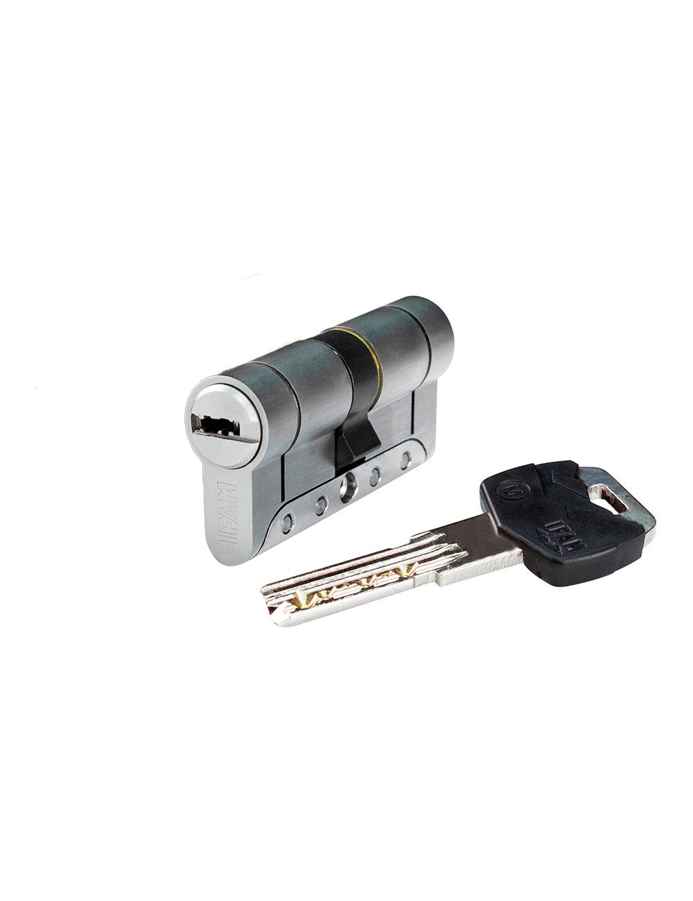 Cilindro iridium m irm3535n. níquel 70mm (35+35mm) leva larga 15mm. con 5 llaves de seguridad. ifam