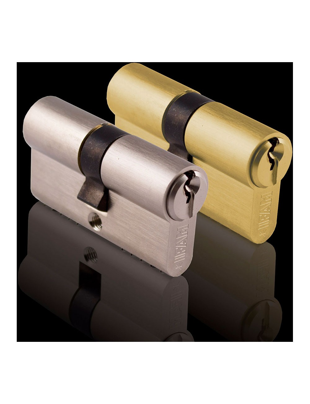 Cilindro f5s4040l de latón 80mm (40+40mm) leva larga 15mm. con 3 llaves de serreta. ifam