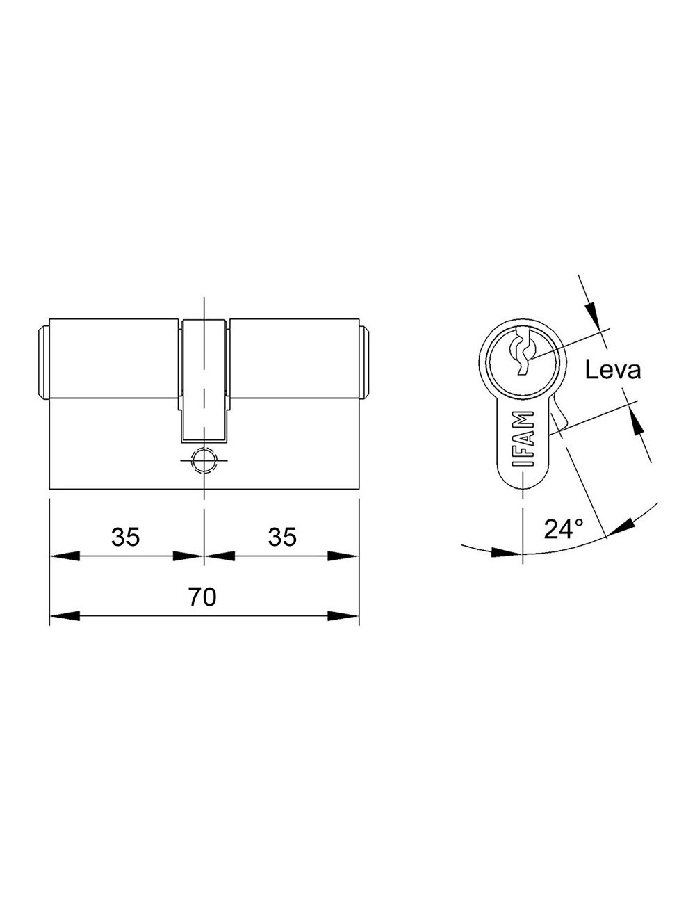Cilindro f5s4040n níquel 80mm (40+40mm) leva larga 15mm. con 3 llaves de serreta. ifam