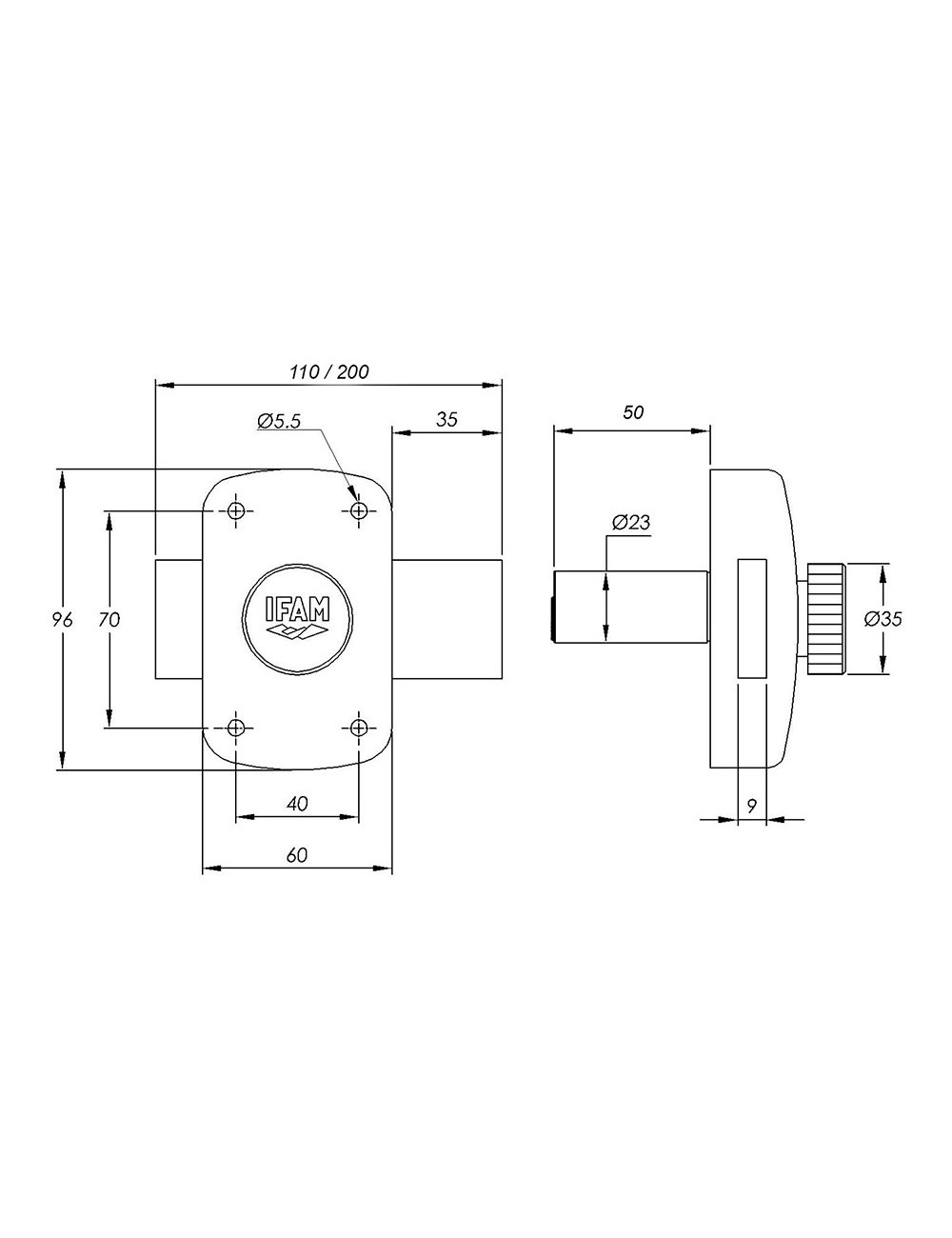 Cerrojo b5/50. acabado latonado. con 3 llaves de serreta. ifam