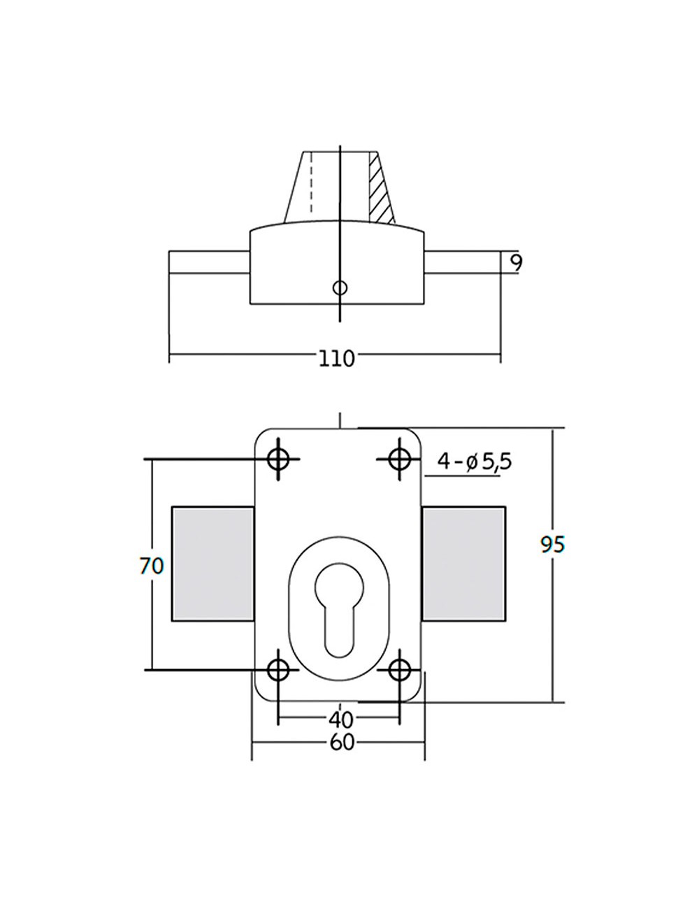 Cerrojo x5. acabado gris oscuro. ifam