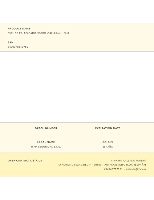 Escudo ez. acabado negro. ø42x26mm. ifam