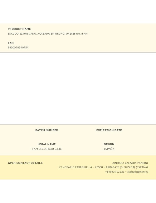 Escudo ez roscado. acabado en negro. ø42x26mm. ifam