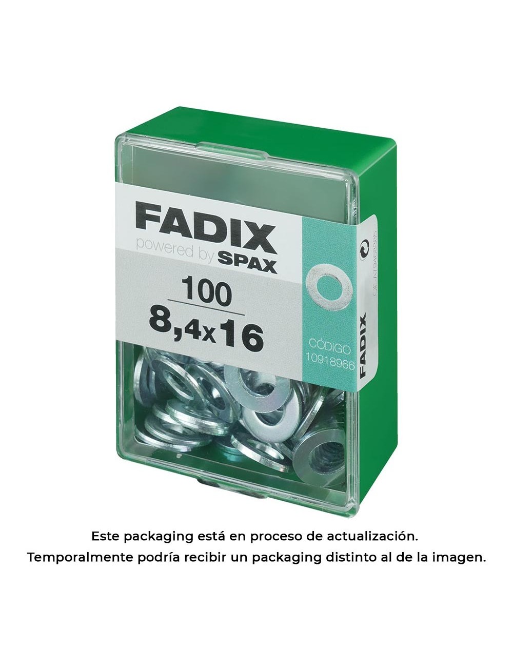 Caja m 100 unid. arandela plana cinc 8,4x16mm fadix Caja m 100 unid. arandela plana cinc 8,4x16mm fadix