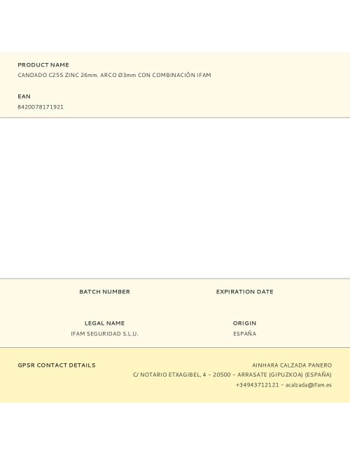 Candado c25s zinc 26mm. arco ø3mm con combinación ifam