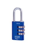 Candado col combi30 azul 30mm. arco ø5mm. con combinación. ifam