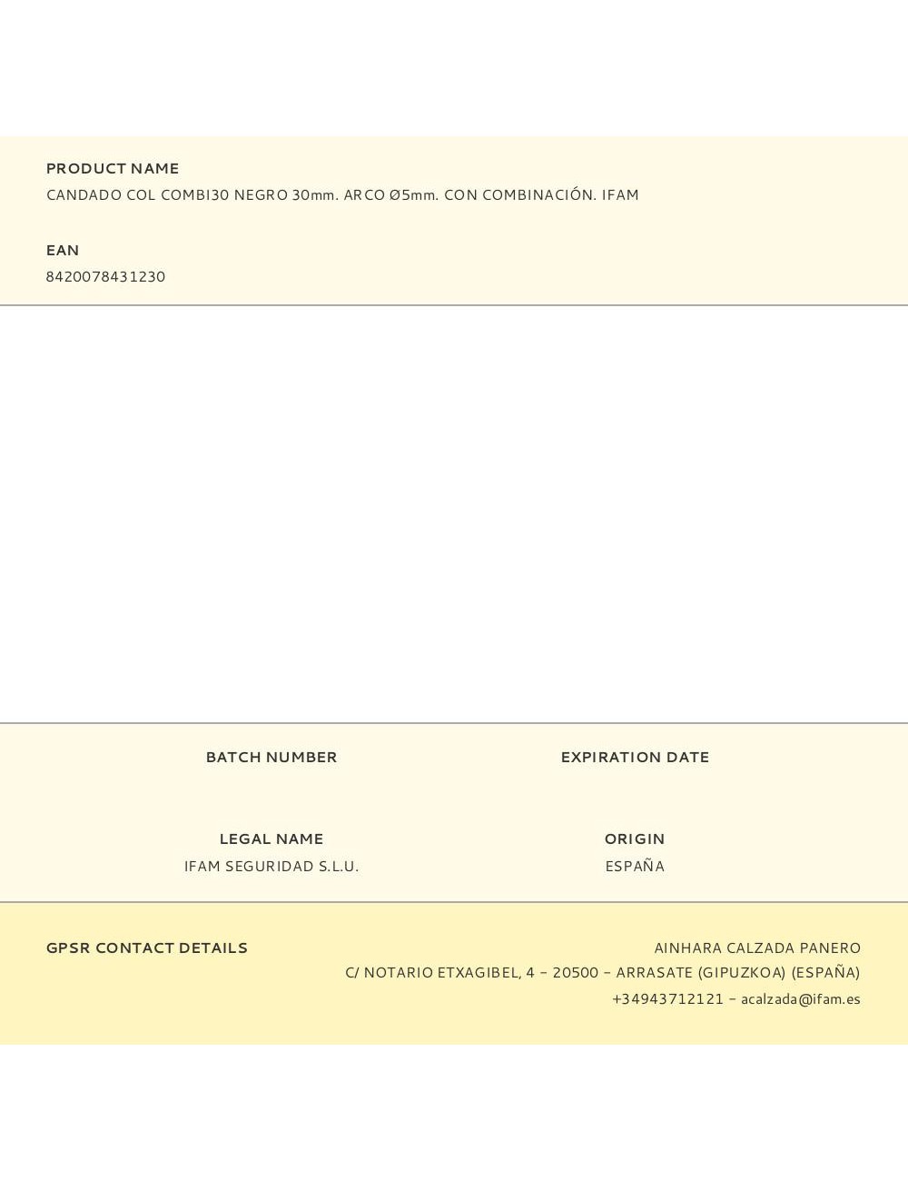 Candado col combi30 negro 30mm. arco ø5mm. con combinación. ifam