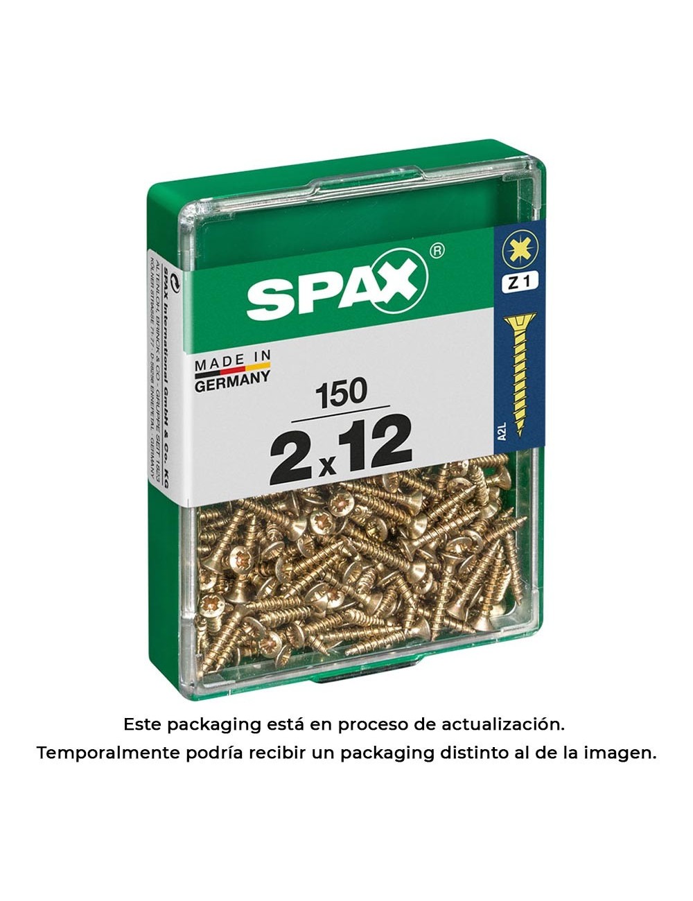 Caja 150 unid. tornillo madera spax cabeza plana yellox 2,0x12mm spax Caja 150 unid. tornillo madera spax cabeza plana yellox 2,0x12mm spax
