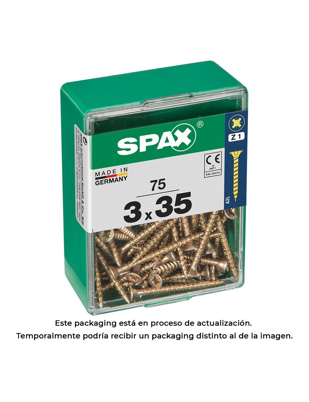 Caja 75 unid. tornillo madera spax cabeza plana yellox 3,0x35mm spax Caja 75 unid. tornillo madera spax cabeza plana yellox 3,0x35mm spax