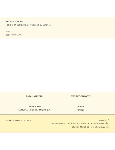 Herbicida eco garden pistola roundup 1 l