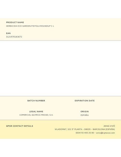 Herbicida eco garden pistola roundup 1 l