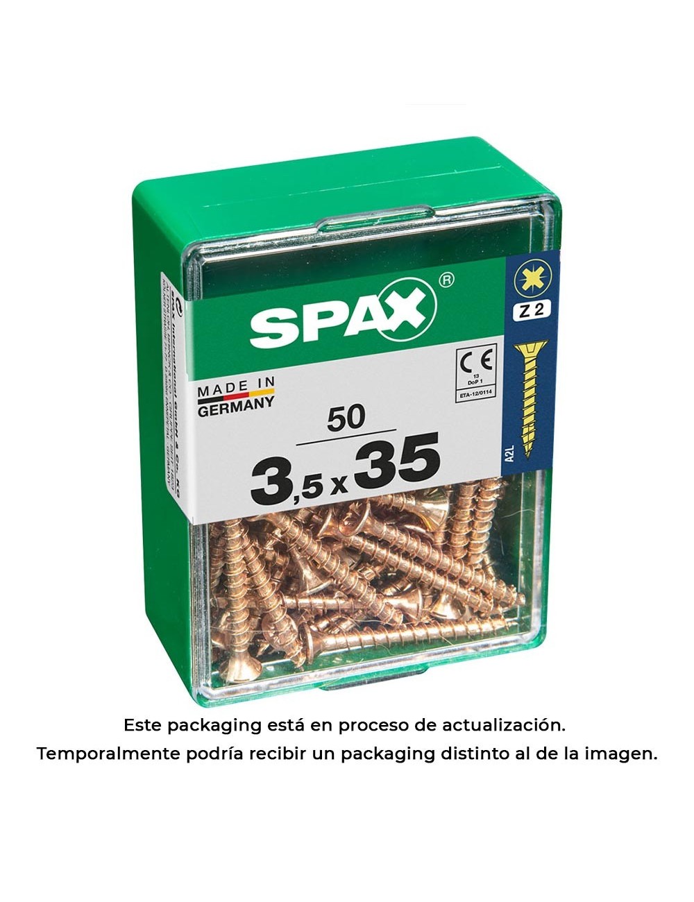 Caja 50 unid. tornillo madera spax cabeza plana yellox 3,5x35mm spax Caja 50 unid. tornillo madera spax cabeza plana yellox 3,5x35mm spax