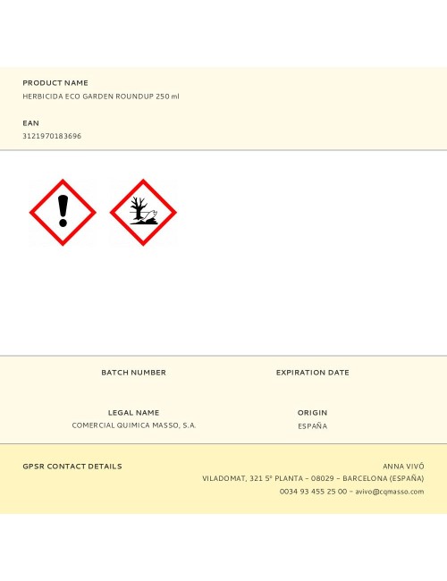 Herbicida eco garden roundup 250 ml