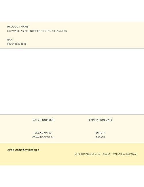 Lavavajillas gel todo en 1 limon 40 lavados