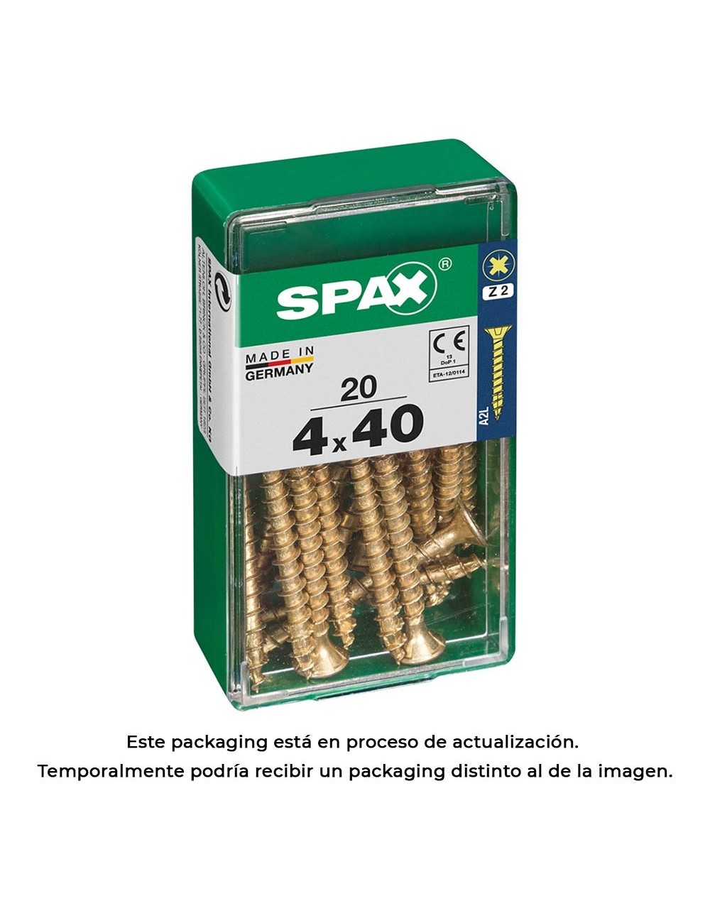 Caja 20 unid. tornillo madera cabeza plana yellox 4,0x40mm spax Caja 20 unid. tornillo madera cabeza plana yellox 4,0x40mm spax