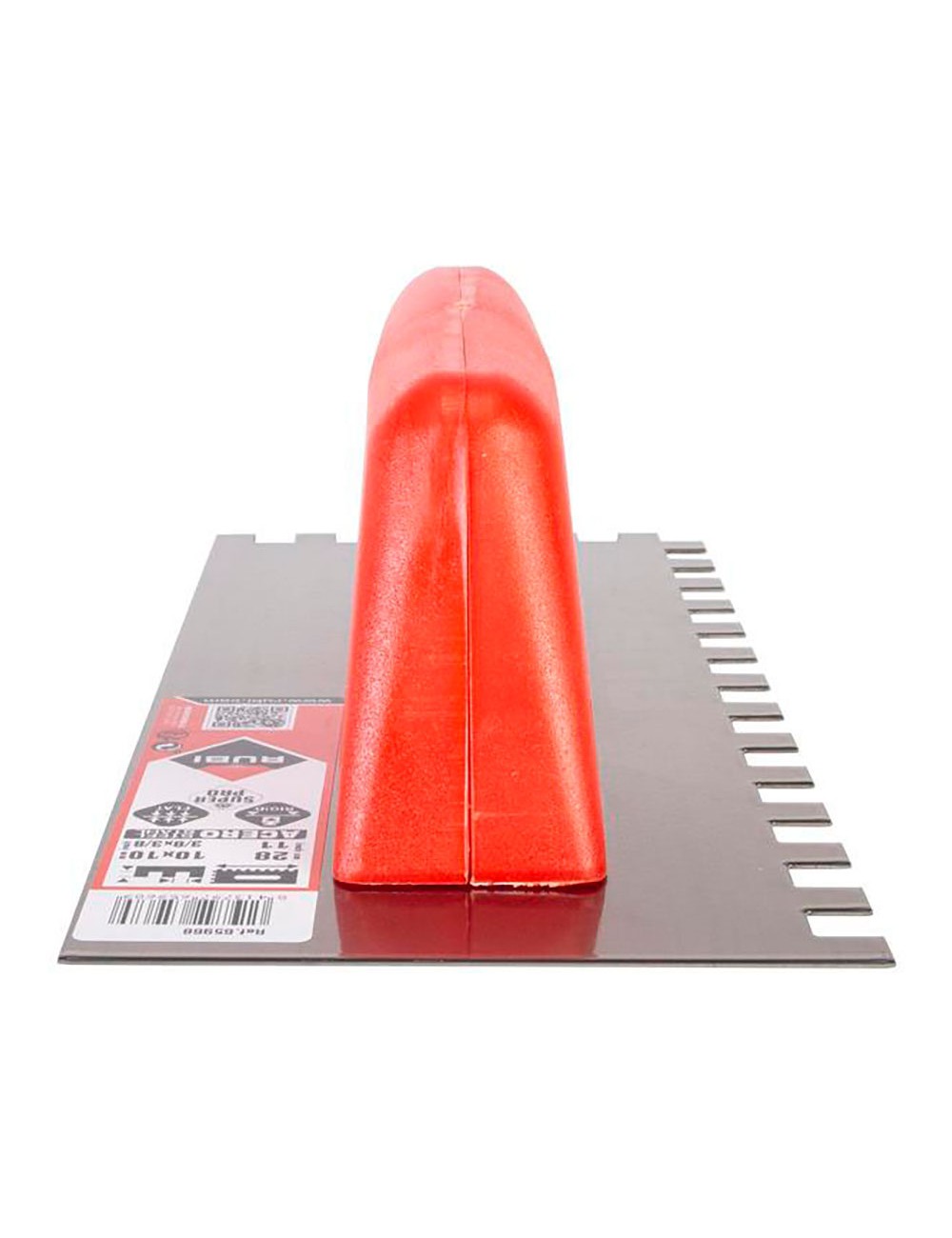 Peine acero 28cm. (10x10) mango plástico cerrado 65968 rubi