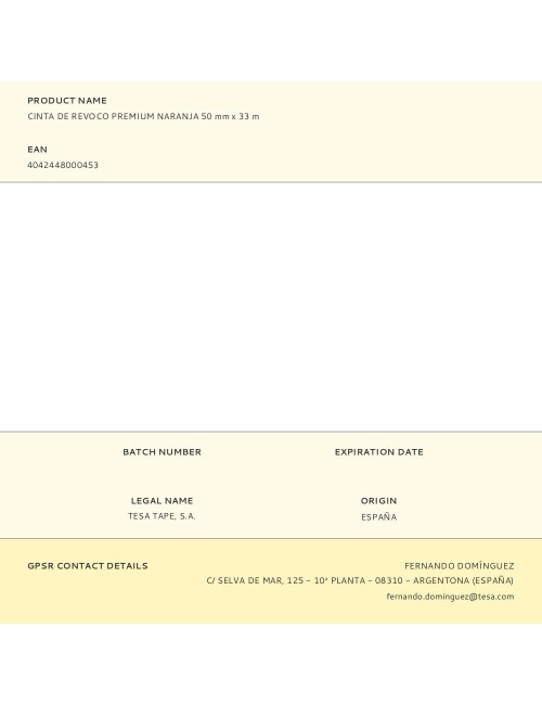 Cinta de revoco premium naranja 50 mm x 33 m